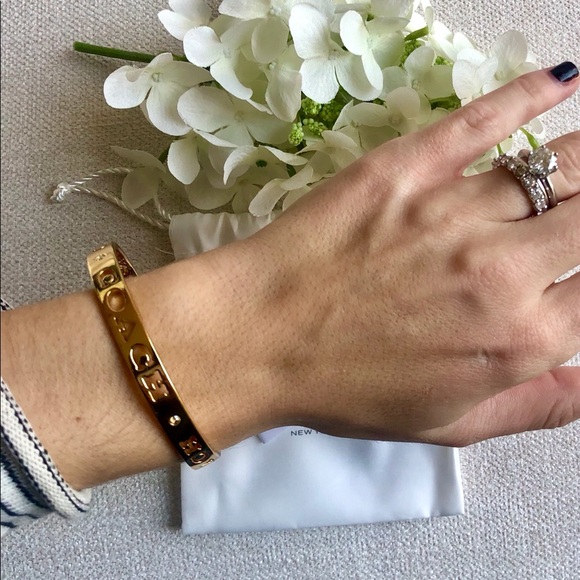 NWT Coach | Gold Pierced Bangle w/ Logo - Picture 4 of 9